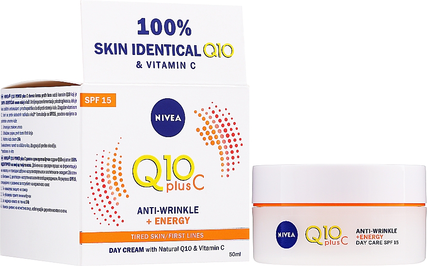 Крем проти зморшок Q10 plus, надає шкірі енергію, SPF15 - NIVEA Q10 Plus Energizing Day Cream Anti-Wrinkle SPF15