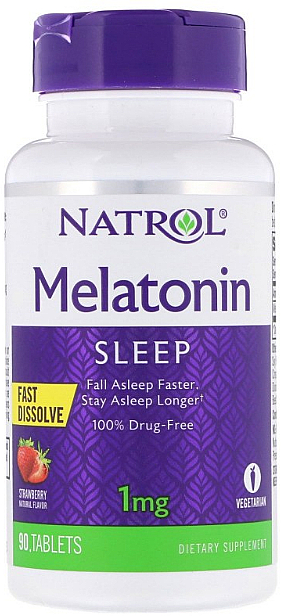 Мелатонін швидкорозчинний, 1 mg, полуниця - Natrol Melatonin Sleep — фото N1