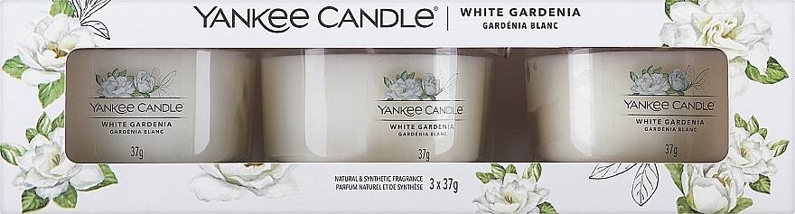 Набор ароматических свечей "Белая гардения" - Yankee Candle White Gardenia (candle/3x37g) — фото N1