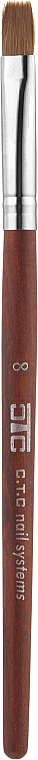 Кисть для геля №8, коричневая ручка - C.T.C Nail Systems — фото N1