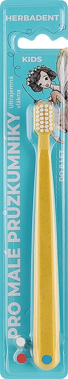 Зубная щетка детская, ультра мягкая, от 0-6 лет, желтая - Herbadent Toothbrush — фото N1