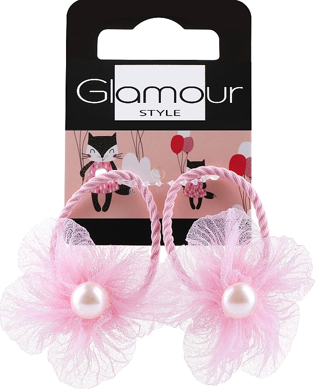 Резинки для волосся, 171664, рожеві - Glamour — фото N1