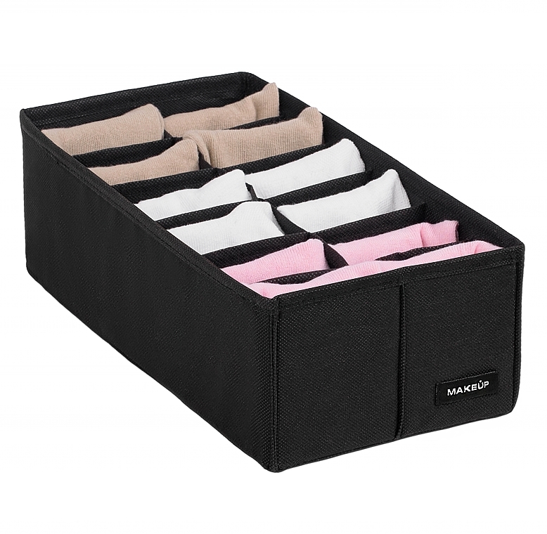 Органайзер для хранения с 12 ячейками, черный 30х15х10 см "Home" - MAKEUP Drawer Underwear Organizer Black