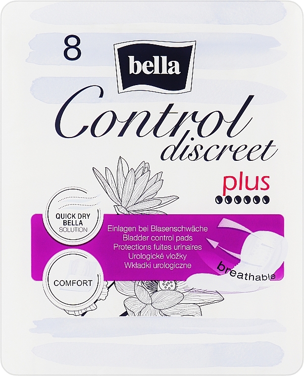 Урологические прокладки для женщин, 8 шт. - Bella Control Discreet Plus — фото N1