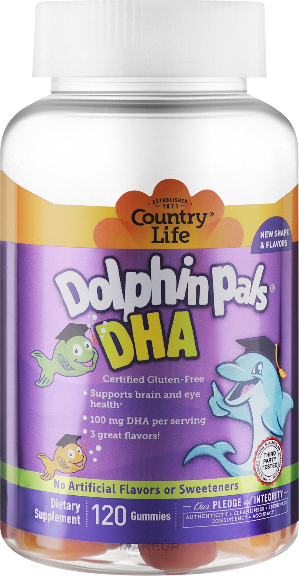 УЦІНКА Жувальні капсули у формі дельфінчиків "Риб'ячий жир" для дітей - Country Life Dolphin Pals DHA * — фото 120шт