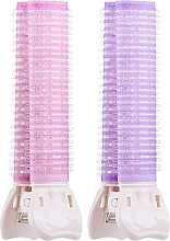 Бигуди для волос, двойные с зажимом, розовые + фиолетовые - Top Choice — фото N1