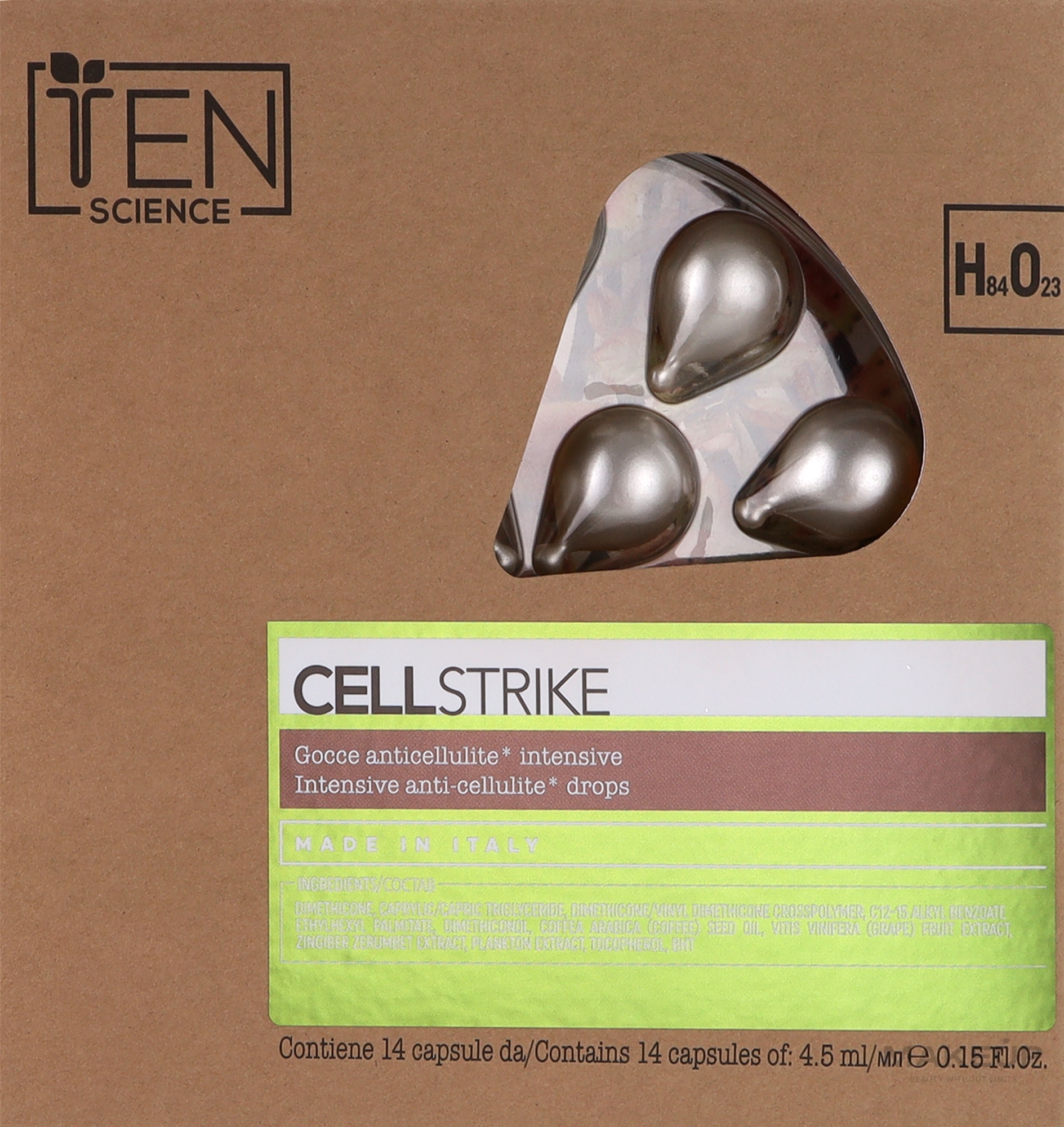 Антицеллюлитные капсулы - Ten Science Cell Strike Intensive Anti-Cellulite Drops — фото 14x4.5ml