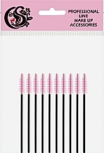 Набор щеточек для бровей и ресниц CS25R, черная ручка, розовый, 10 шт - Cosmo Shop — фото N1