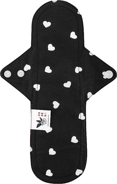 Прокладка для менструации Макси 5 капель, сердечки на черном - Ecotim For Girls