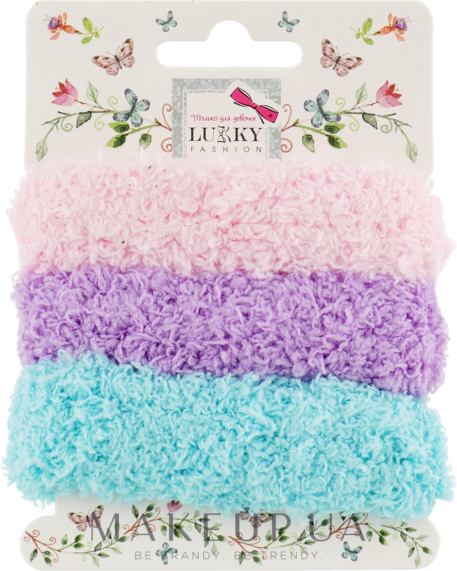 Резинки для волос пушистые, 3 шт, разноцветные - Lukky Fashion — фото 3шт