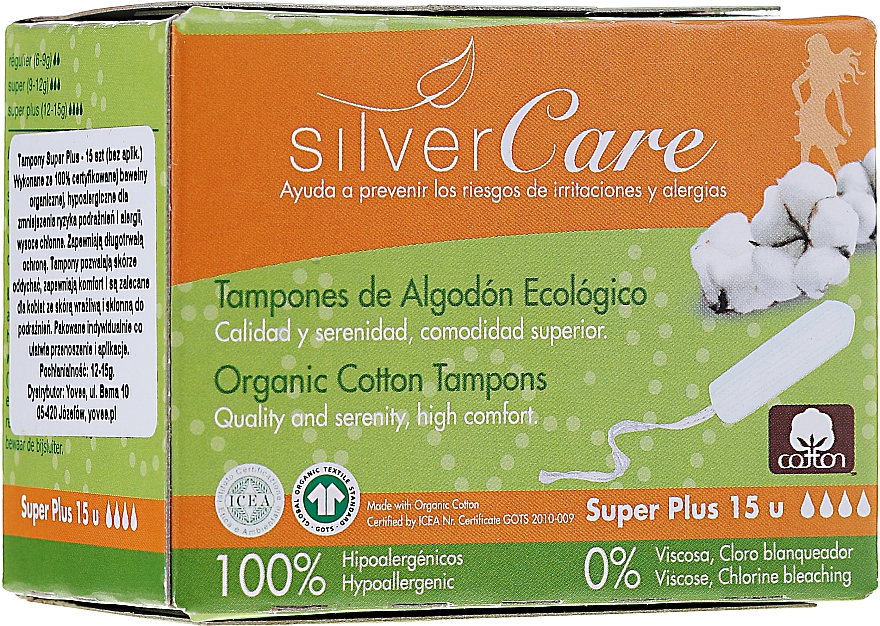 Тампоны из органического хлопка "Super Plus", 15шт - Masmi Silver Care — фото N4