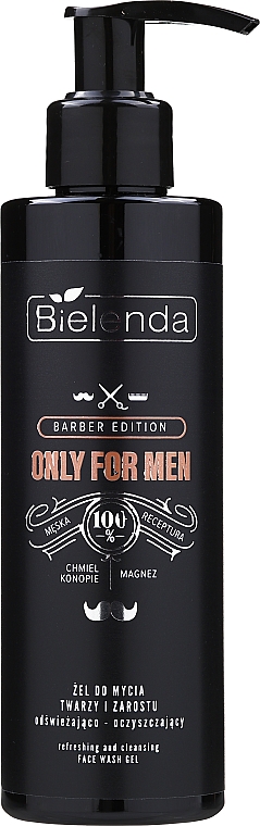 Очищувальний гель для обличчя й бороди - Bielenda Barber Edition Only For Men — фото N2