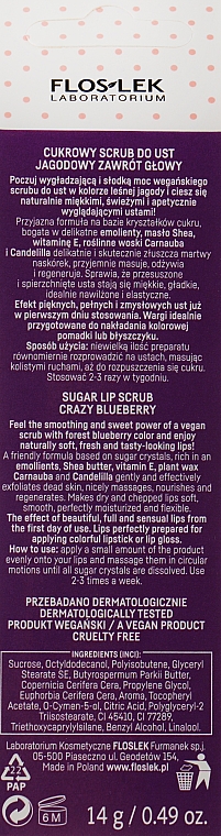 Цукровий скраб для губ "Божевільна чорниця" - Floslek #Vege Lip Care Sugar Lip Scrub Crazy Bleuberry — фото N3