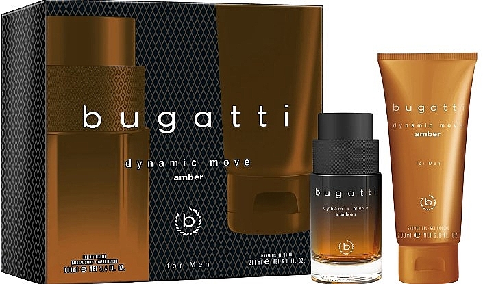 Bugatti Dynamic Move Amber - Набор (edt/100ml + sh/gel/200ml) — фото N1