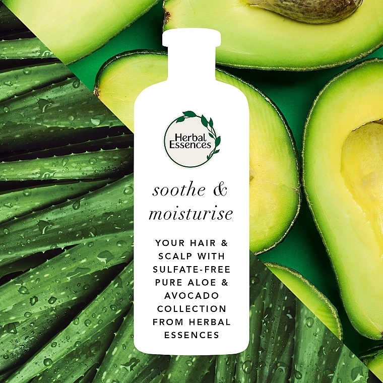 Шампунь без сульфатів - Herbal Essences Gently Soothes Pure Aloe + Avocado Oil — фото N7