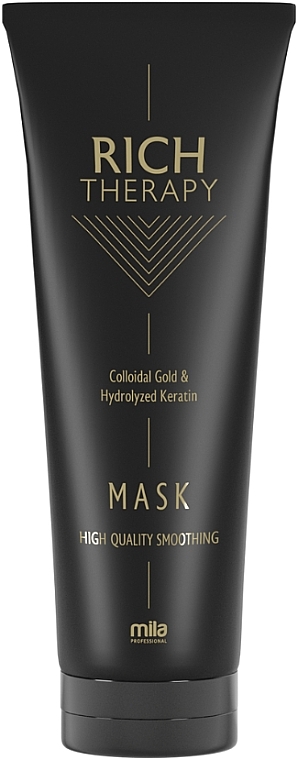 Відновлювальна маска з кератином і часточками золота для пошкодженого волосся - Mila Professional Rich Therapy Mask — фото N1