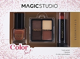 Парфумерія, косметика Набір - Magic Studio Color Set 1 (lip/stick/3g + nail/polish/5ml + eye/shadow/4x0.8g)
