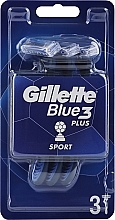 Набор одноразовых станков для бритья, 3шт, черно-синие - Gillette Blue3 Comfort Football — фото N1