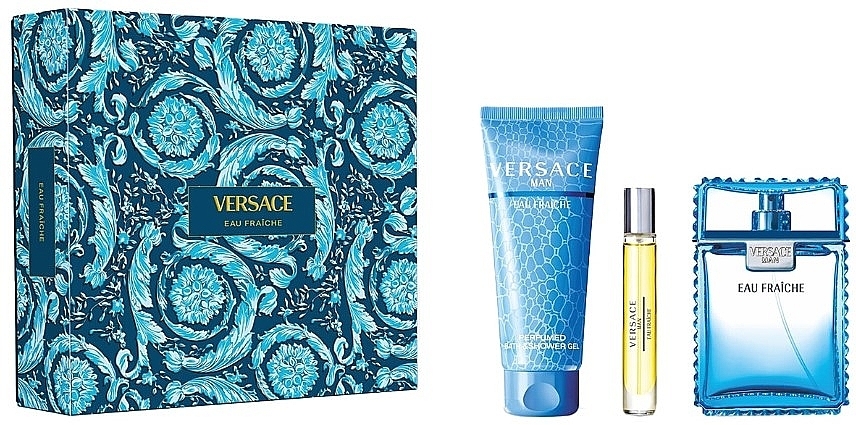 Versace Man Eau Fraiche - Набор (edt/100ml + sh/gel/150ml + edt/10ml) — фото N1