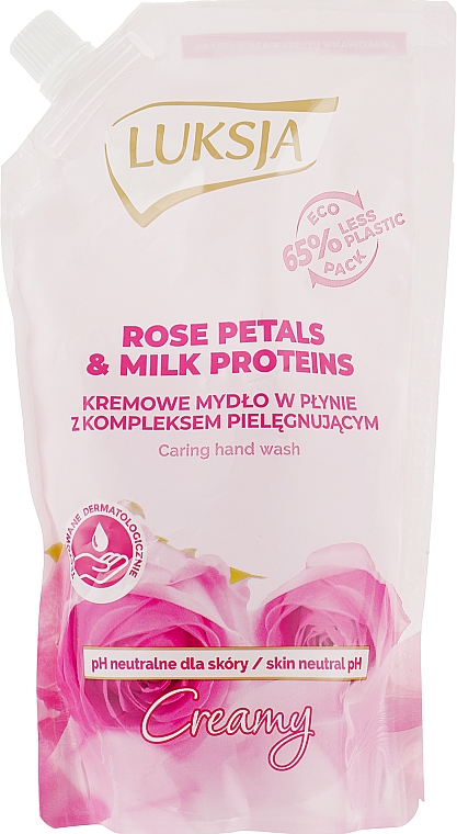 Жидкое крем-мыло "Лепестки розы и молочные протеины" - Luksja Creamy Rose Petal & Milk Proteins (дой-пак) — фото N1