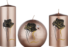 Набор декоративних свечей "Золотая роза" - Soap Stories (candles/3x1765g) — фото N1