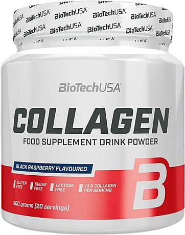 Пищевая добавка "Коллаген" со вкусом черной малины - BiotechUSA Collagen Food Supplement Drink Powder  — фото N1