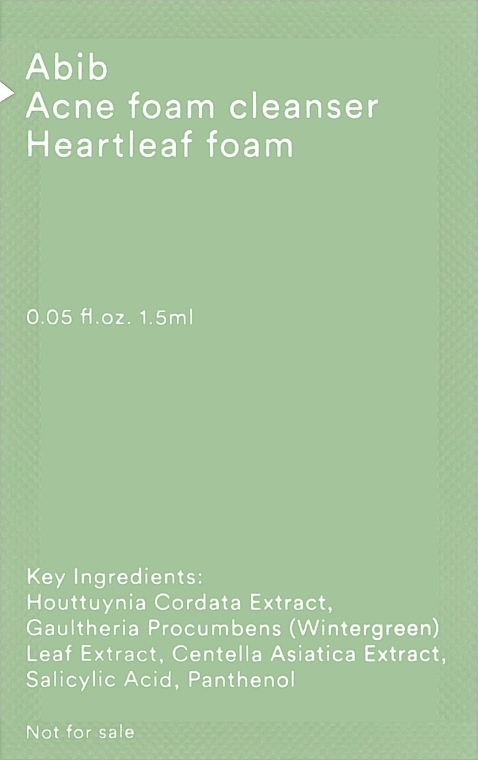 Очищувальна пінка для проблемної шкіри - Abib Acne Foam Cleanser Heartleaf Foam (пробник) — фото N1