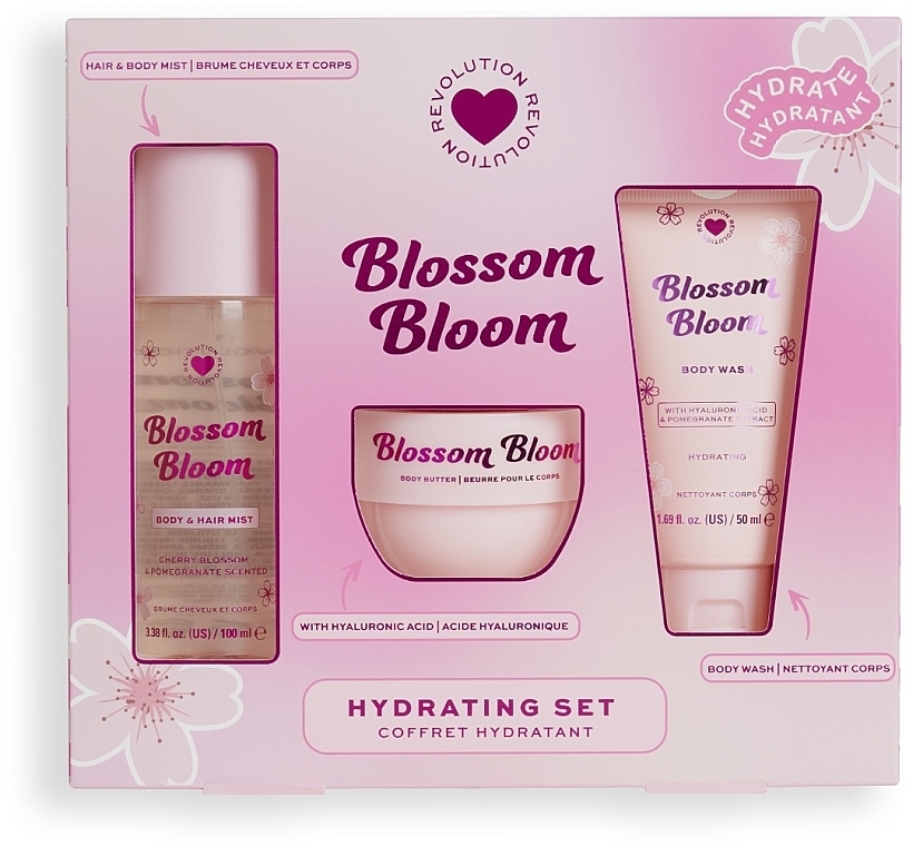 Набір - I Heart Revolution Blossom Bloom Hydrating Set (sh/gel/50ml+b/cr/68g+b/mist/100ml) — фото N1