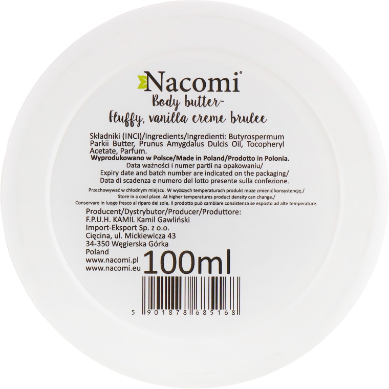 Олія для тіла, з миґдалем і ваніллю - Nacomi Body Butter Fluffy Vanilla Creme Brulee — фото N3