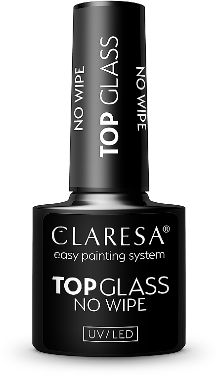 Універсальний прозорий гібридний топ для нарощених і натуральних нігтів - Claresa Top Glass No Wipe — фото N1