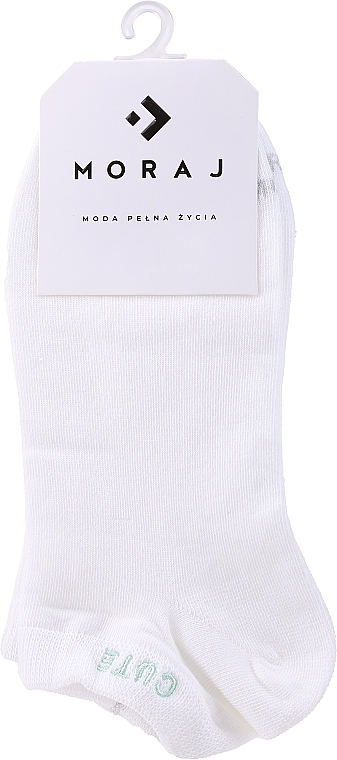 Шкарпетки жіночі з вишивкою CSD240-075, білі - Moraj — фото N1