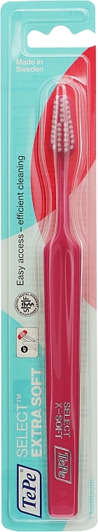 Зубная щетка Select Compact Extra Soft, очень мягкая, малиновая - TePe Toothbrush — фото N1
