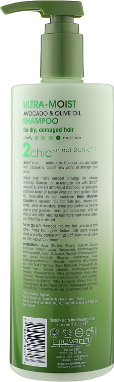 Увлажняющий шампунь для волос - Giovanni 2chic Ultra-Moist Shampoo Avocado & Olive Oil — фото N4