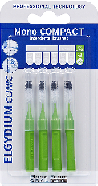 Щетка межзубная, зеленая, 4 шт. - Elgydium Clinic Brushes Mono Compact Green 2,2mm — фото N1