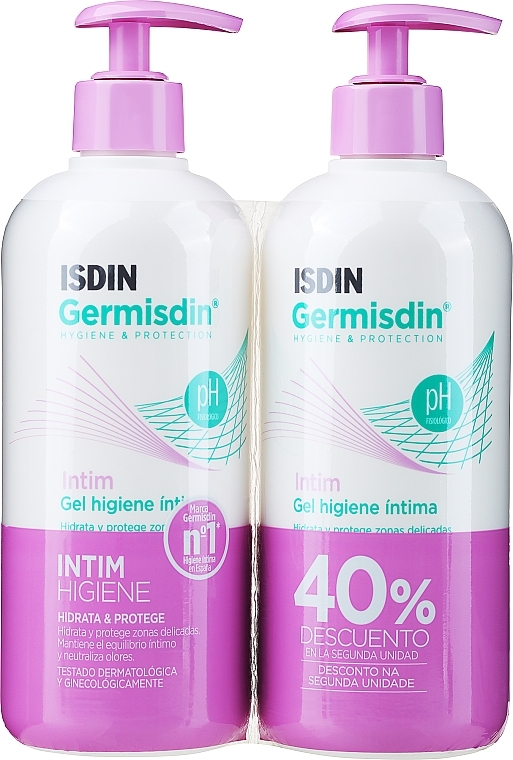 Набор - Isdin Germisdin Intim Intimate Hygiene Gel Duo (intim/gel/2x500ml) — фото N1