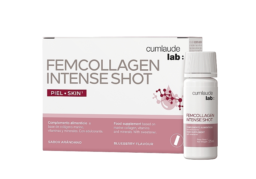 Харчова добавка для підтримки здоров'я шкіри - Cumlaude Femcollagen Intense Shot — фото N1