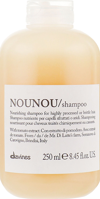 Питательный шампунь для уплотнения ломких и поврежденных волос с экстрактом помидора - Davines Nourishing Nounou Shampoo With Tomato Extract — фото N1