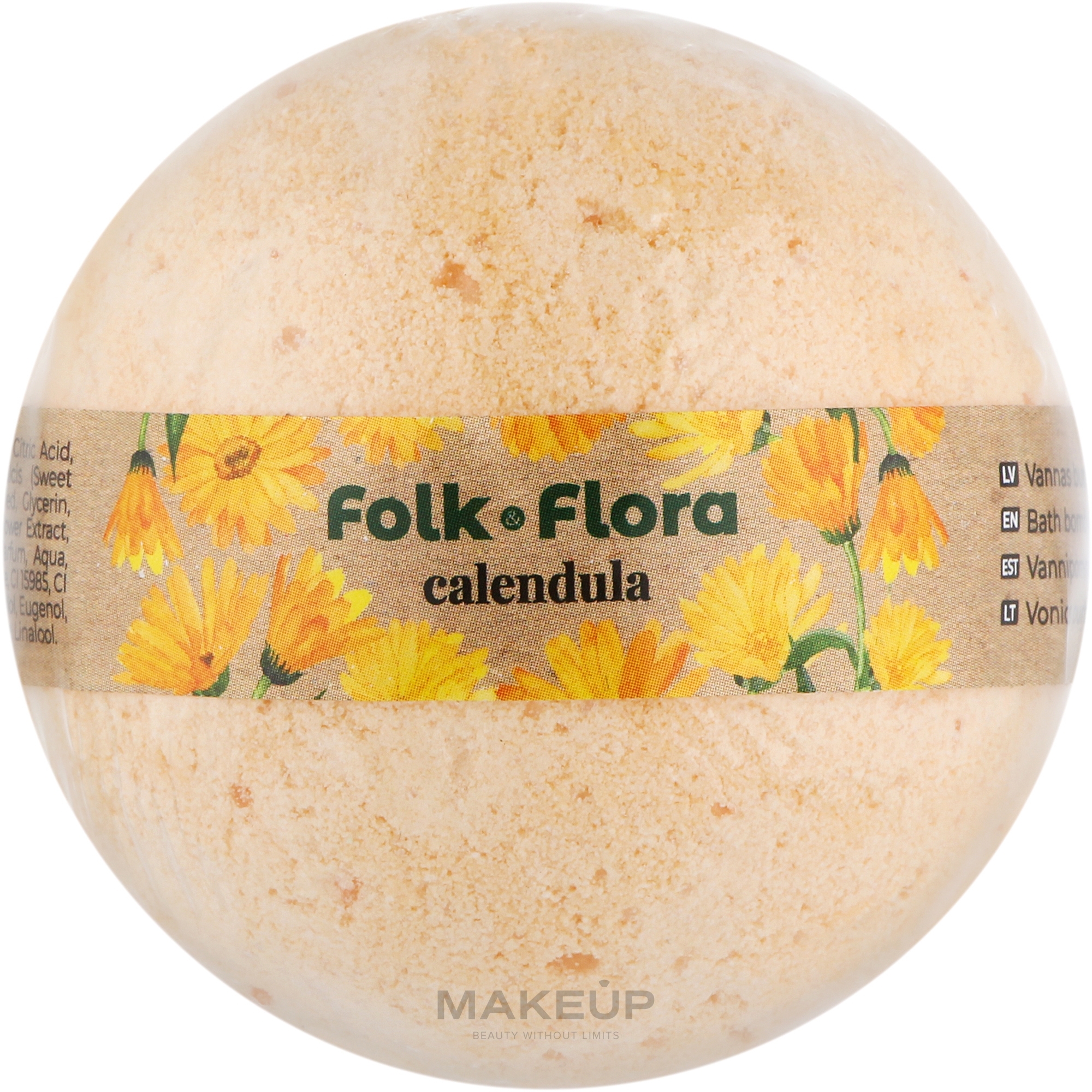 Бомбочка для ванны "Календула" - Folk&Flora Bath Bombs — фото 130g