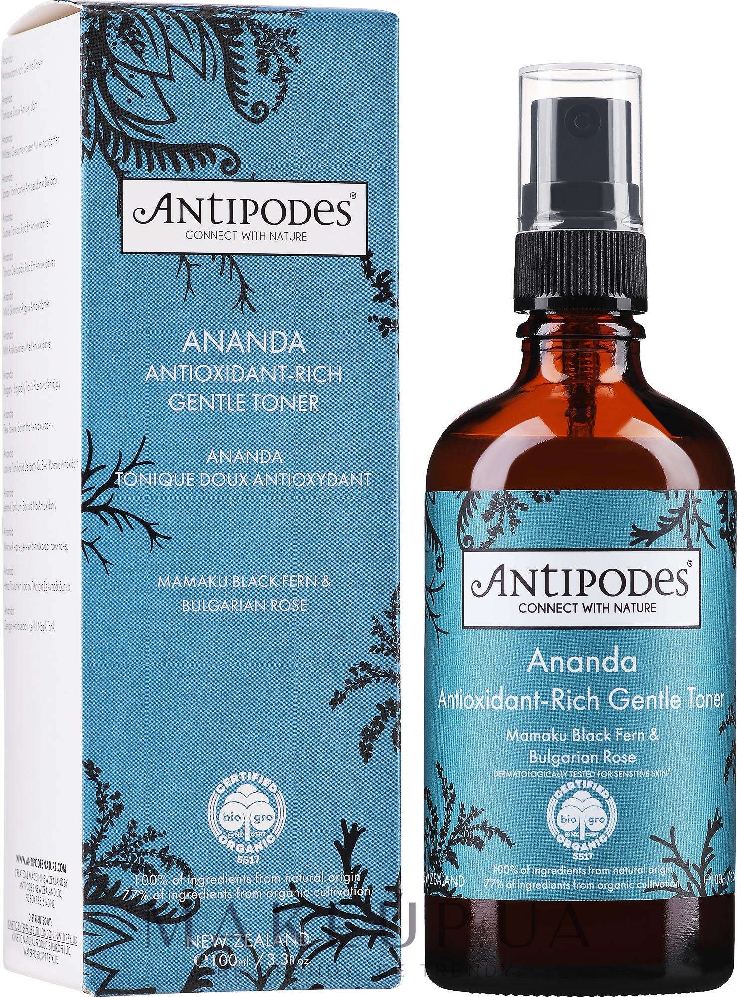 Тоник для лица с высокой концентрацией антиоксидантов - Antipodes Ananda Antioxidant-Rich Gentle Toner — фото 100ml
