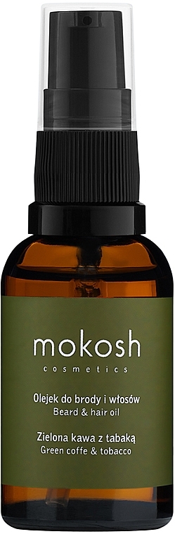 Олія для бороди та волосся "Зелена кава і тютюн" - Mokosh Cosmetics Beard & Hair Oil Green Coffee & Tobacco — фото N1