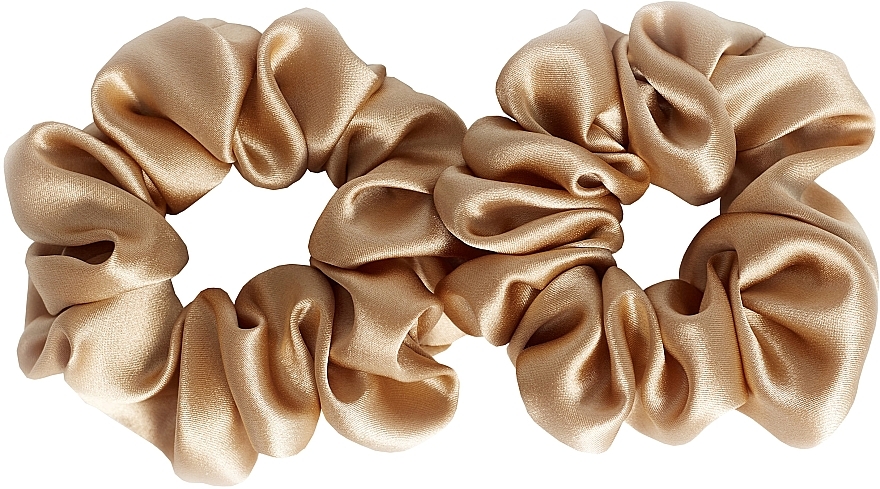 Набір резинок з натурального шовку, розмір M, світло-коричневий - de Lure Scrunchie Set — фото N1