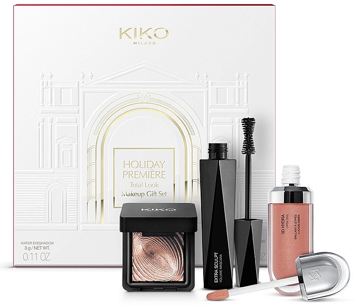 Подарунковий набір для макіяжу - Kiko Milano (eyesh/3g + mascara/11ml + lipgloss/6.5ml) — фото N1