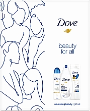 Набор - Dove Nourishing Beauty Gift Set (sh/gel/250ml + b/lot/250ml + deo/spray/150ml) — фото N1