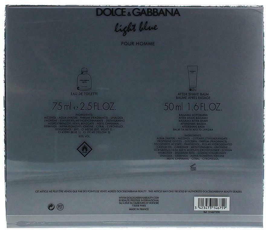 Dolce & Gabbana Light Blue Pour Homme - Набор (edt/75ml + ash/balm/50ml) — фото N2
