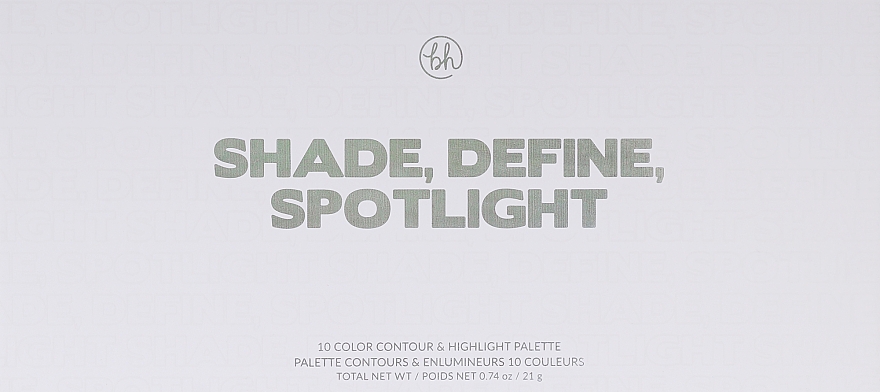 Палетка для макияжа лица - BH Cosmetics Shade, Define, Spotlight 10 Color Contour And Highlight Palette — фото N2