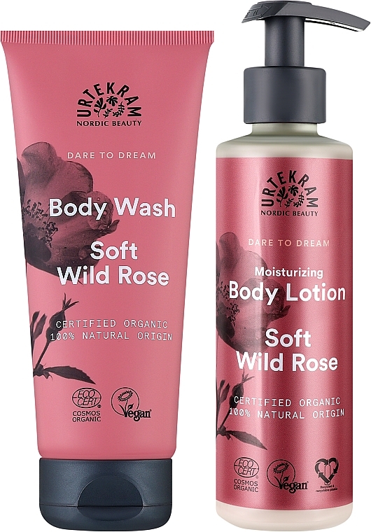 Набор - Urtekram Soft Wild Rose Body Care Gift Box (b/wash/200ml + b/lot/245ml) — фото N2