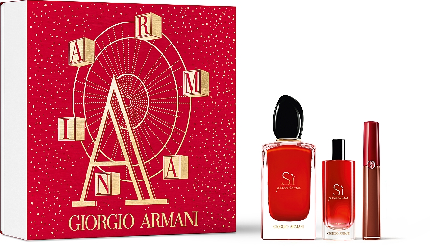 Giorgio Armani Si Passione Christmas Gift Set - Набор (edp/mini/15ml + edp/100ml + lipstick/6.5ml) — фото N1