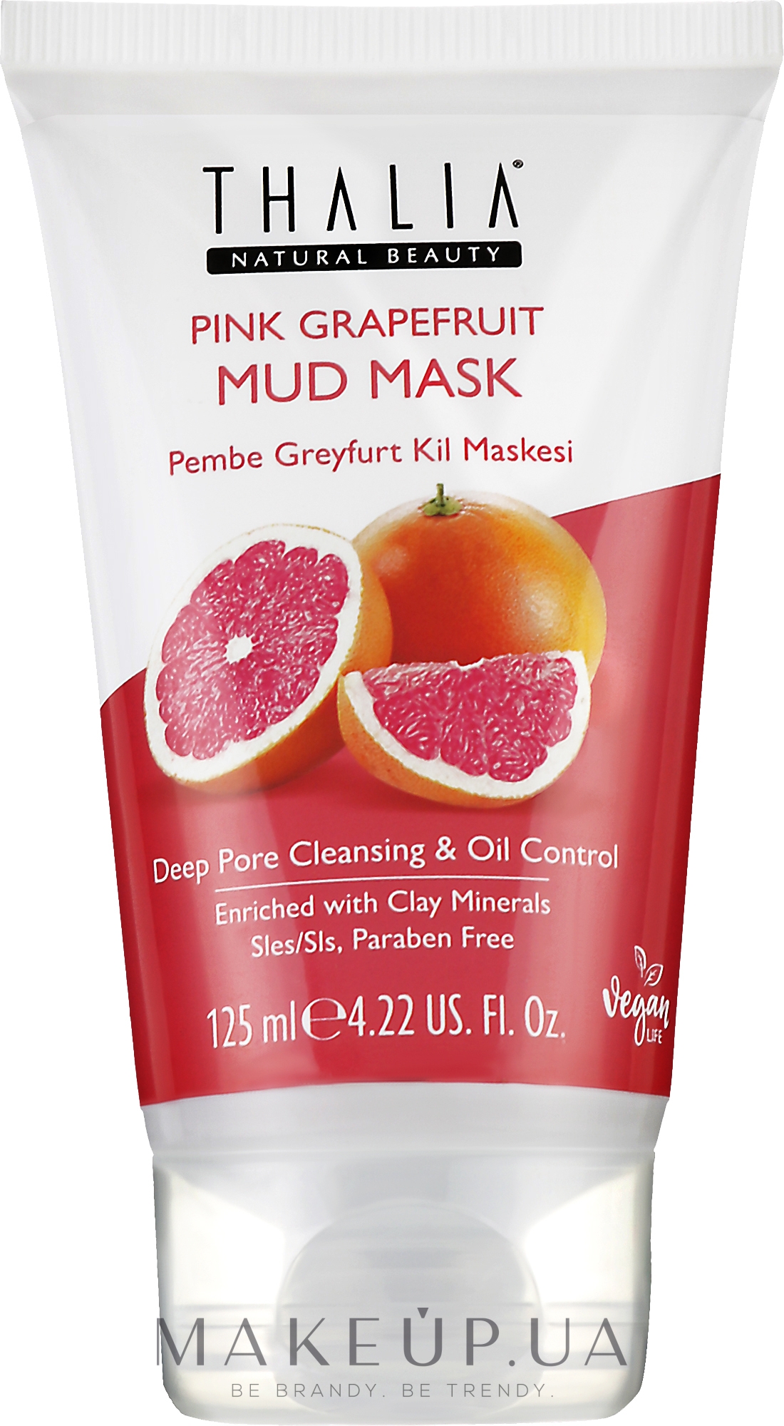 Глибоко очищувальна грязьова маска для обличчя з екстрактом рожевого грейпфрута - Thalia Pink Grapefruit Mud Mask — фото 125ml