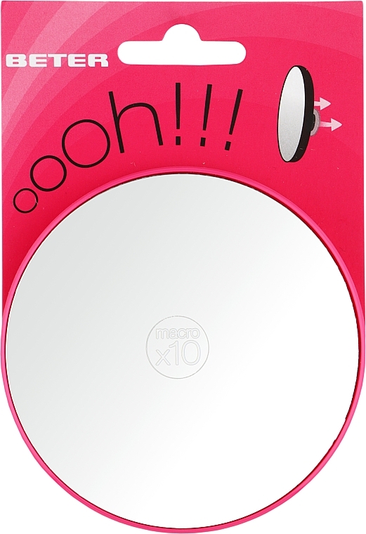 Зеркало подвесное с х10 увеличением, 8.5 см, розовое - Beter Macro Mirror Oooh XL — фото N1