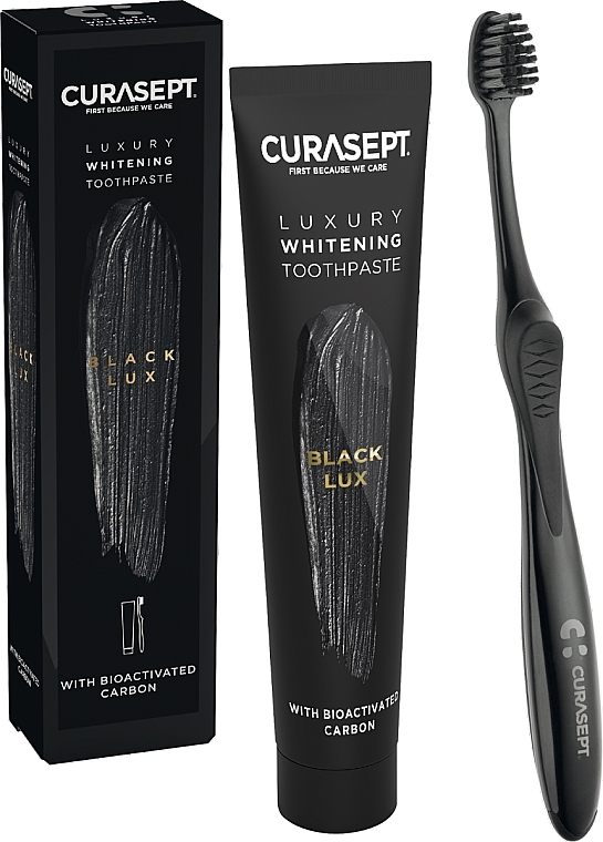 Набор - Curaprox Curasept Black Whitening Luxury (t/paste/75ml + toothbrush) — фото N2